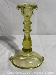 MaxSold Auction: Vintage Imperial Glass Vaseline Uranium Glass Candlestick Holder  - Ottawa (Ontario, Canada) SELLER MANAGED Downsizing Online Auction - Prince Albert Street