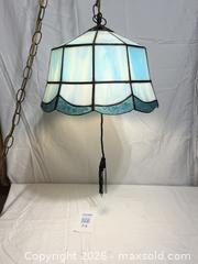 MaxSold Auction: Vintage Tiffany Style Blue Stained Glass Pendant Hanging Light Fixture  - Ottawa (Ontario, Canada) SELLER MANAGED Downsizing Online Auction - Prince Albert Street