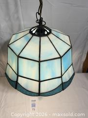 MaxSold Auction: Vintage Tiffany Style Blue Stained Glass Pendant Hanging Light Fixture  - Ottawa (Ontario, Canada) SELLER MANAGED Downsizing Online Auction - Prince Albert Street