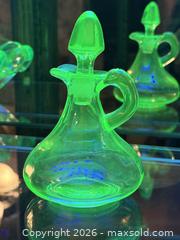 MaxSold Auction: Vintage Uranium Glass Cruet With Stopper  - Ottawa (Ontario, Canada) SELLER MANAGED Downsizing Online Auction - Prince Albert Street