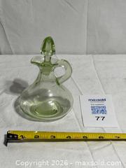 MaxSold Auction: Vintage Uranium Glass Cruet With Stopper  - Ottawa (Ontario, Canada) SELLER MANAGED Downsizing Online Auction - Prince Albert Street