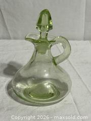 MaxSold Auction: Vintage Uranium Glass Cruet With Stopper  - Ottawa (Ontario, Canada) SELLER MANAGED Downsizing Online Auction - Prince Albert Street