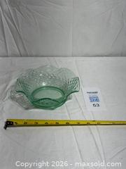 MaxSold Auction: Vintage Uranium Vaseline Depression Green Glass Bowl  - Ottawa (Ontario, Canada) SELLER MANAGED Downsizing Online Auction - Prince Albert Street