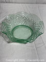 MaxSold Auction: Vintage Uranium Vaseline Depression Green Glass Bowl  - Ottawa (Ontario, Canada) SELLER MANAGED Downsizing Online Auction - Prince Albert Street