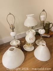MaxSold Auction: Fenton Milk Glass Hobnail Table Lamps with Shades - Surrey (British Columbia, Canada) SELLER MANAGED Estate Sale Online Auction - 72 Avenue