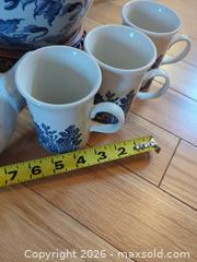 MaxSold Auction: Blue & White Chinese Porcelain Tea Set with Wooden Stand - Saanich (British Columbia, Canada) PARTNER MANAGED Moving Online Auction - Marsett Place (CONDO)