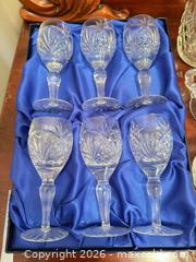 MaxSold Auction: Clear Cut Starburst/Floral Crystal Glassware Set with Decanter - Saanich (British Columbia, Canada) PARTNER MANAGED Moving Online Auction - Marsett Place (CONDO)