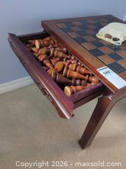 MaxSold Auction: Dark Brown Wooden Chess/Checkers Game Table - Saanich (British Columbia, Canada) PARTNER MANAGED Moving Online Auction - Marsett Place (CONDO)