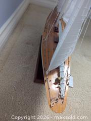 MaxSold Auction: Medium Wood Model Sailboat with Fabric Sails - Saanich (British Columbia, Canada) PARTNER MANAGED Moving Online Auction - Marsett Place (CONDO)