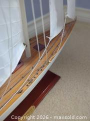 MaxSold Auction: Medium Wood Model Sailboat with Fabric Sails - Saanich (British Columbia, Canada) PARTNER MANAGED Moving Online Auction - Marsett Place (CONDO)