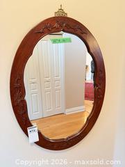 MaxSold Auction: Oval Brown Wood Wall Mirror, 22 x 30 in - Saanich (British Columbia, Canada) PARTNER MANAGED Moving Online Auction - Marsett Place (CONDO)