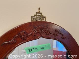 MaxSold Auction: Oval Brown Wood Wall Mirror, 22 x 30 in - Saanich (British Columbia, Canada) PARTNER MANAGED Moving Online Auction - Marsett Place (CONDO)