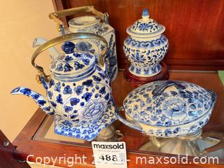 MaxSold Auction: Porcelain Teapot, Covered Serving Dish & Ginger Jar Lot (3–5) - Saanich (British Columbia, Canada) PARTNER MANAGED Moving Online Auction - Marsett Place (CONDO)