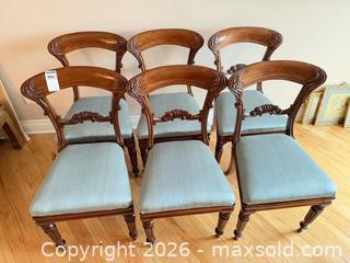 MaxSold Auction: Set of 6 Victorian-Style Wood Dining Chairs with Fabric Seats - Saanich (British Columbia, Canada) PARTNER MANAGED Moving Online Auction - Marsett Place (CONDO)