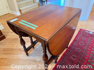 MaxSold Auction: Solid Wood Drop-Leaf Table, Medium Brown, Traditional - Saanich (British Columbia, Canada) PARTNER MANAGED Moving Online Auction - Marsett Place (CONDO)