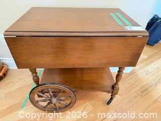 MaxSold Auction: Solid Wood Traditional Serving Cart with Drop-Leaf Top - Saanich (British Columbia, Canada) PARTNER MANAGED Moving Online Auction - Marsett Place (CONDO)
