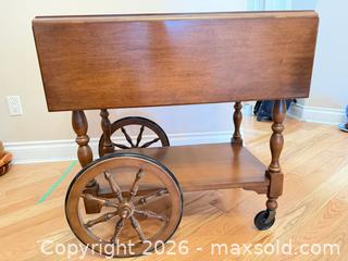 MaxSold Auction: Solid Wood Traditional Serving Cart with Drop-Leaf Top - Saanich (British Columbia, Canada) PARTNER MANAGED Moving Online Auction - Marsett Place (CONDO)