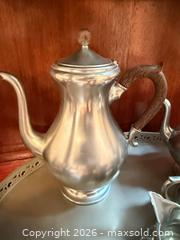 MaxSold Auction: Vintage Pewter Tea & Coffee Set with Tray and Goblets - Saanich (British Columbia, Canada) PARTNER MANAGED Moving Online Auction - Marsett Place (CONDO)