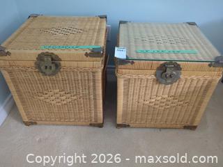 MaxSold Auction: Wicker Rattan Chest with Glass Top & Metal Hardware - Saanich (British Columbia, Canada) PARTNER MANAGED Moving Online Auction - Marsett Place (CONDO)