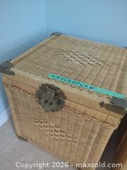 MaxSold Auction: Wicker Rattan Chest with Glass Top & Metal Hardware - Saanich (British Columbia, Canada) PARTNER MANAGED Moving Online Auction - Marsett Place (CONDO)
