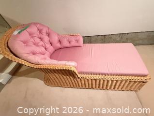 MaxSold Auction: Wicker/Rattan Chaise Lounge with Pink Cushions - Saanich (British Columbia, Canada) PARTNER MANAGED Moving Online Auction - Marsett Place (CONDO)