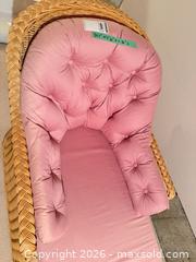 MaxSold Auction: Wicker/Rattan Chaise Lounge with Pink Cushions - Saanich (British Columbia, Canada) PARTNER MANAGED Moving Online Auction - Marsett Place (CONDO)