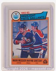 MaxSold Auction: 1983 O-Pee-Chee Wayne Gretzky/Mark Messier "Oilers Highlights" Hockey Collectible Trading  - Newmarket (Ontario, Canada) SELLER MANAGED Reseller Online Auction - Lundys Lane