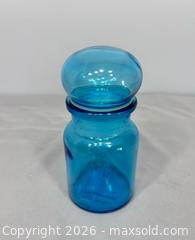 MaxSold Auction: Vintage 1970s Blue Glass Apothecary Jar with Bubble Lid Belgium - Newmarket (Ontario, Canada) SELLER MANAGED Reseller Online Auction - Lundys Lane
