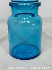MaxSold Auction: Vintage 1970s Blue Glass Apothecary Jar with Bubble Lid Belgium - Newmarket (Ontario, Canada) SELLER MANAGED Reseller Online Auction - Lundys Lane