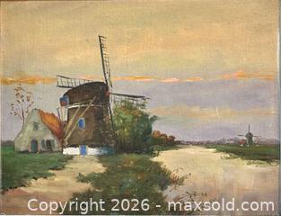 MaxSold Auction: Vintage Dutch Windmill Scene Signed Oil Painting - Newmarket (Ontario, Canada) SELLER MANAGED Reseller Online Auction - Lundys Lane