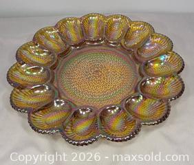 MaxSold Auction: Vintage Indiana Carnival Glass Marigold Deviled Egg Tray - Newmarket (Ontario, Canada) SELLER MANAGED Reseller Online Auction - Lundys Lane