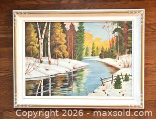 MaxSold Auction: Vintage Winter River Scene Oil Painting Signed L. Cook  - Newmarket (Ontario, Canada) SELLER MANAGED Reseller Online Auction - Lundys Lane