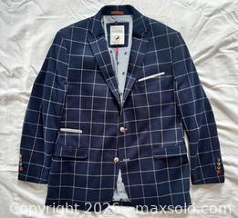 MaxSold Auction: A Fish Named Fred Men’s Window Pane Check Pattern Navy Blazer Sz 44 - Newmarket (Ontario, Canada) SELLER MANAGED Reseller Online Auction - Silken Laumann Drive
