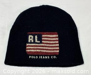 MaxSold Auction: Vintage 90’s Ralph Lauren Polo Jeans Knit Beanie Cap USA Flag Wool Blend - Newmarket (Ontario, Canada) SELLER MANAGED Reseller Online Auction - Silken Laumann Drive