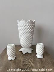 MaxSold Auction: 5-Piece Hobnail Milk Glass Set – Opaque White - Oshawa (Ontario, Canada) SELLER MANAGED Downsizing Online Auction - Arthur Street Arthur