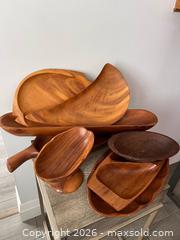 MaxSold Auction: 8-Piece Vintage Monkey Pod / Mango Wood Serving Lot – MCM Style - Oshawa (Ontario, Canada) SELLER MANAGED Downsizing Online Auction - Arthur Street Arthur
