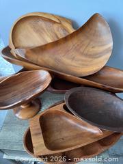 MaxSold Auction: 8-Piece Vintage Monkey Pod / Mango Wood Serving Lot – MCM Style - Oshawa (Ontario, Canada) SELLER MANAGED Downsizing Online Auction - Arthur Street Arthur
