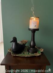 MaxSold Auction: Eclectic Folk Art Décor Grouping – Candle, Carved Duck Box & Venetian Tray - Oshawa (Ontario, Canada) SELLER MANAGED Downsizing Online Auction - Arthur Street Arthur