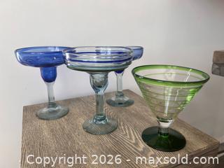 MaxSold Auction: Hand-Blown Mexican Glass Cocktail Set – 4 Pieces - Oshawa (Ontario, Canada) SELLER MANAGED Downsizing Online Auction - Arthur Street Arthur