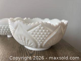 MaxSold Auction: Lot of 3 Vintage Milk Glass Bowls – Imperial & Unmarked - Oshawa (Ontario, Canada) SELLER MANAGED Downsizing Online Auction - Arthur Street Arthur