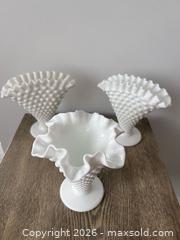 MaxSold Auction: Lot of 4 Fenton-Style Hobnail Milk Glass Pieces - Oshawa (Ontario, Canada) SELLER MANAGED Downsizing Online Auction - Arthur Street Arthur