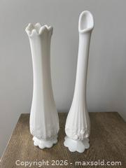 MaxSold Auction: Pair of Vintage Milk Glass Trumpet Vases – Westmoreland (One Marked) - Oshawa (Ontario, Canada) SELLER MANAGED Downsizing Online Auction - Arthur Street Arthur
