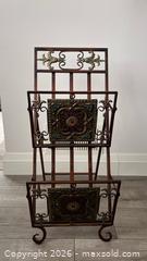 MaxSold Auction: Very Tall Ornate Metal Magazine Rack – 2 Tier – 30” High - Oshawa (Ontario, Canada) SELLER MANAGED Downsizing Online Auction - Arthur Street Arthur