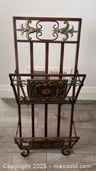 MaxSold Auction: Very Tall Ornate Metal Magazine Rack – 2 Tier – 30” High - Oshawa (Ontario, Canada) SELLER MANAGED Downsizing Online Auction - Arthur Street Arthur