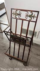 MaxSold Auction: Very Tall Ornate Metal Magazine Rack – 2 Tier – 30” High - Oshawa (Ontario, Canada) SELLER MANAGED Downsizing Online Auction - Arthur Street Arthur
