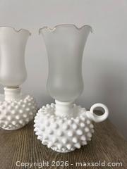 MaxSold Auction: Vintage Hobnail Milk Glass Candleholders – Set of 2 - Oshawa (Ontario, Canada) SELLER MANAGED Downsizing Online Auction - Arthur Street Arthur