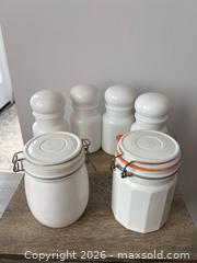 MaxSold Auction: Vintage Milk Glass Canister & Apothecary Jar Lot – 6 Pieces - Oshawa (Ontario, Canada) SELLER MANAGED Downsizing Online Auction - Arthur Street Arthur