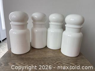 MaxSold Auction: Vintage Milk Glass Canister & Apothecary Jar Lot – 6 Pieces - Oshawa (Ontario, Canada) SELLER MANAGED Downsizing Online Auction - Arthur Street Arthur