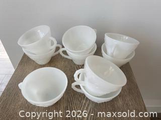 MaxSold Auction: Vintage Milk Glass Punch Bowl Set – Grape Relief Design - Oshawa (Ontario, Canada) SELLER MANAGED Downsizing Online Auction - Arthur Street Arthur