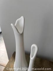 MaxSold Auction: Vintage Milk Glass Trumpet Bud Vases – Westmoreland & Hobnail Pair - Oshawa (Ontario, Canada) SELLER MANAGED Downsizing Online Auction - Arthur Street Arthur